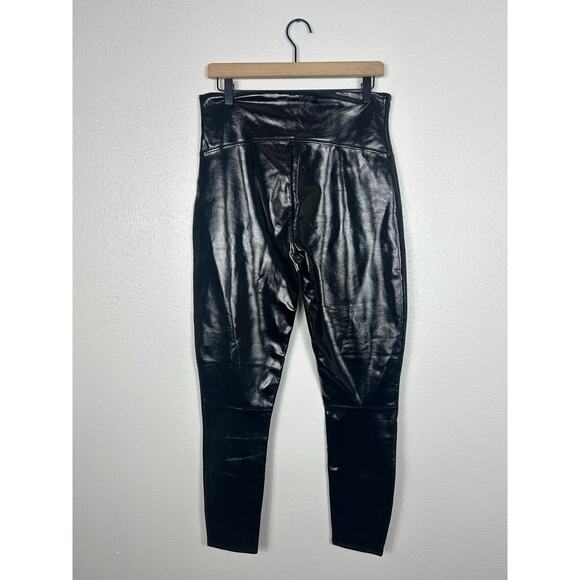 SPANX Faux Patent Leather Leggings Black Sz XL - Picture 6 of 7